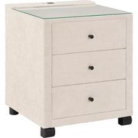 Nachtkästchen Elysia inkl. Beleuchtung B: 48 cm - Beige, Trend, Glas/Holz (48/68/45,5cm) - Luca Bessoni