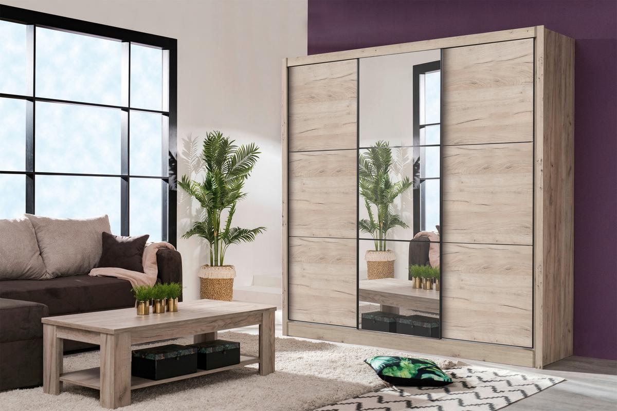 Tolóajtós Szekrény Navara 242/215,5 Cm - tölgyfa, Basics (242/215,5/60,5cm)