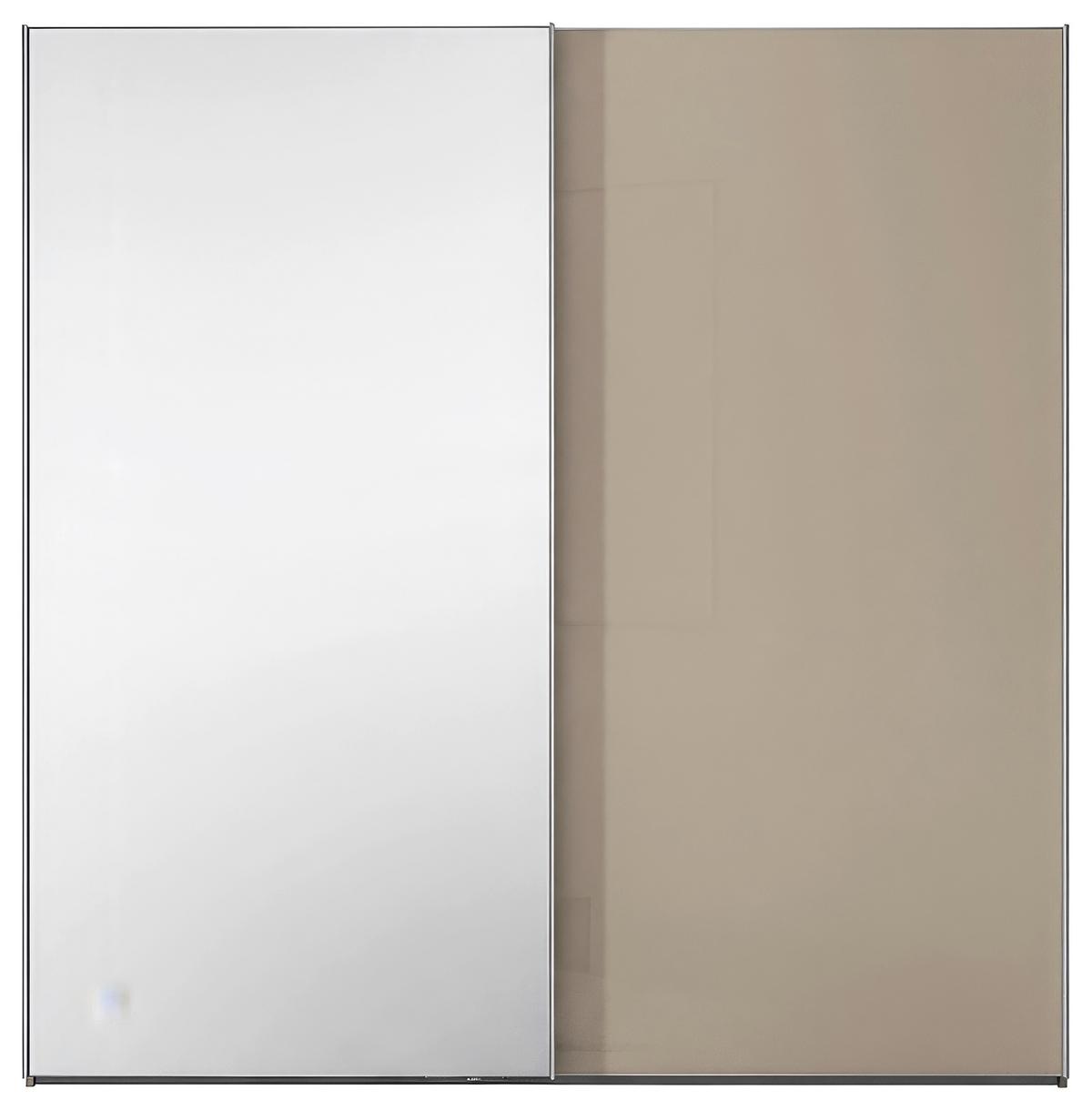 Schwebetürenschrank Lumos Sandglas Mit Spiegel, B:200cm - Sandfarben, Trend, Glas/Holzwerkstoff (200/222/68cm) - Luca Bessoni