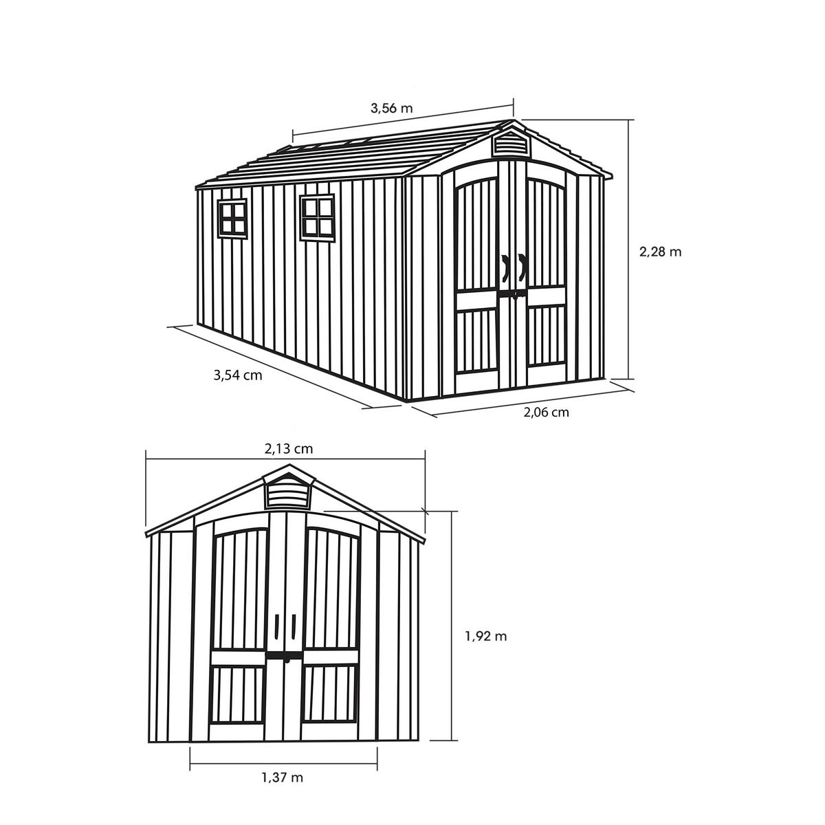 Gerätehaus Gerätehaus Terra 7,02 M² - Grau, Basics, Kunststoff (204/228/344cm)