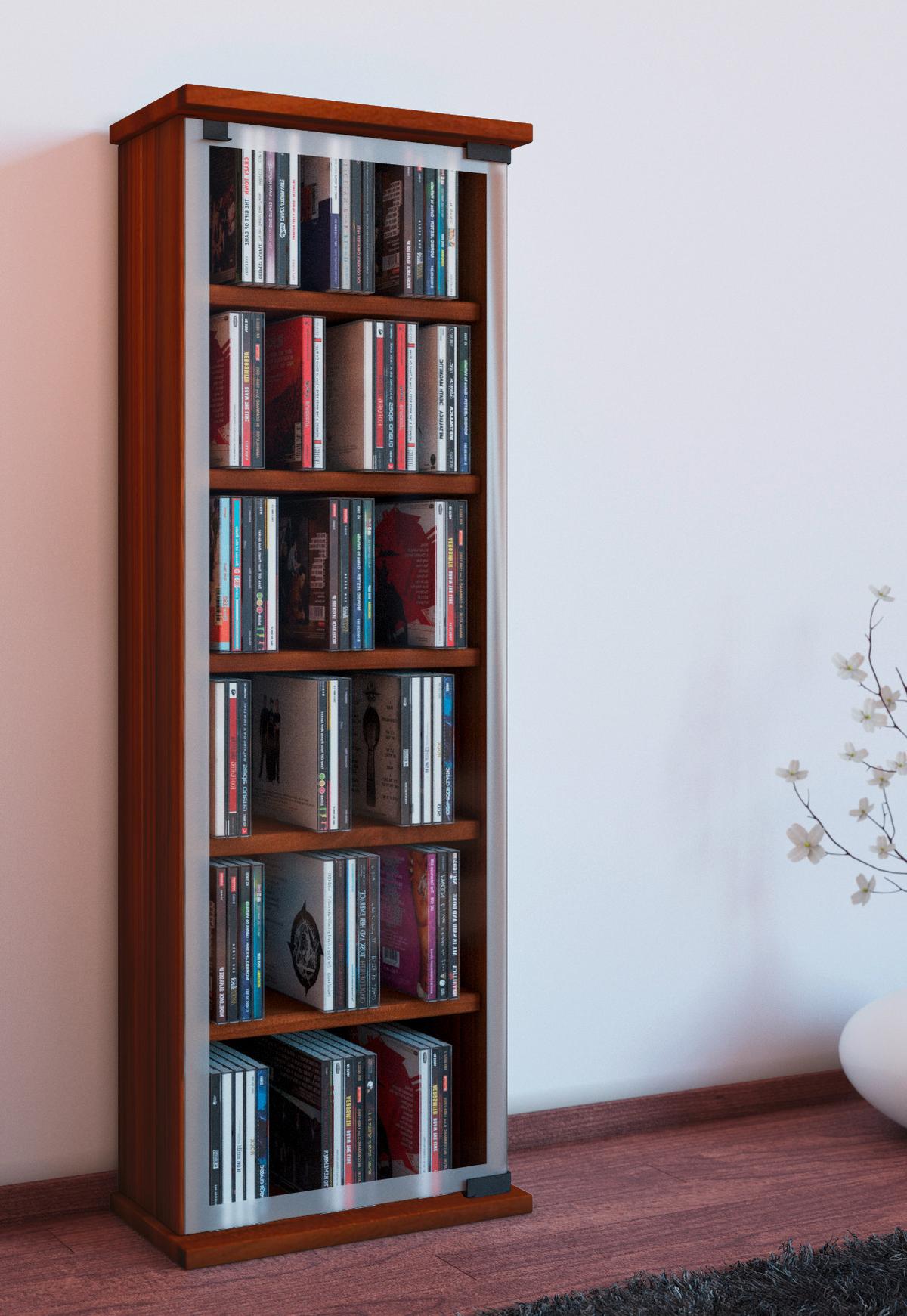 CD Regál Classic ořech - barvy ořechu, Konvenční, kompozitní dřevo/sklo (31/92/18cm) - MID.YOU