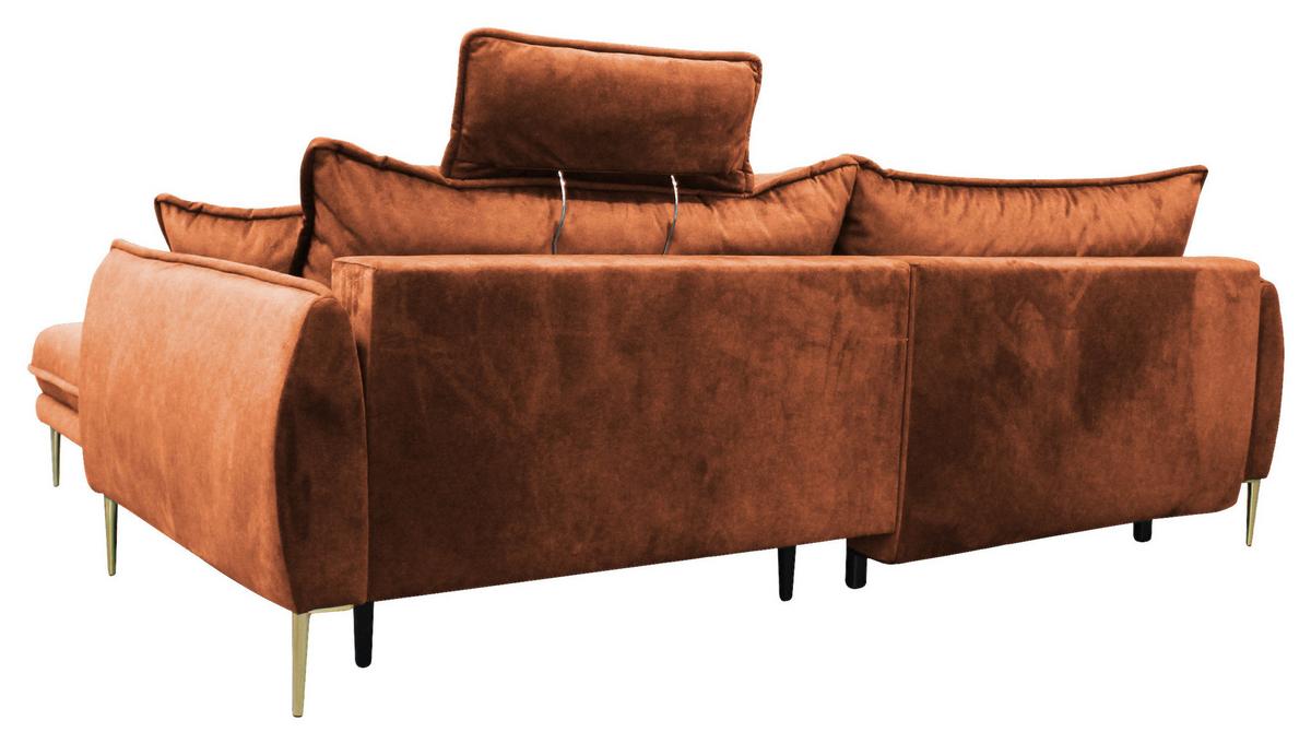 Ecksofa Whisper Rostfarben S:264x196cm - Rostfarben/Goldfarben, Design, Textil (264/196cm) - MID.YOU
