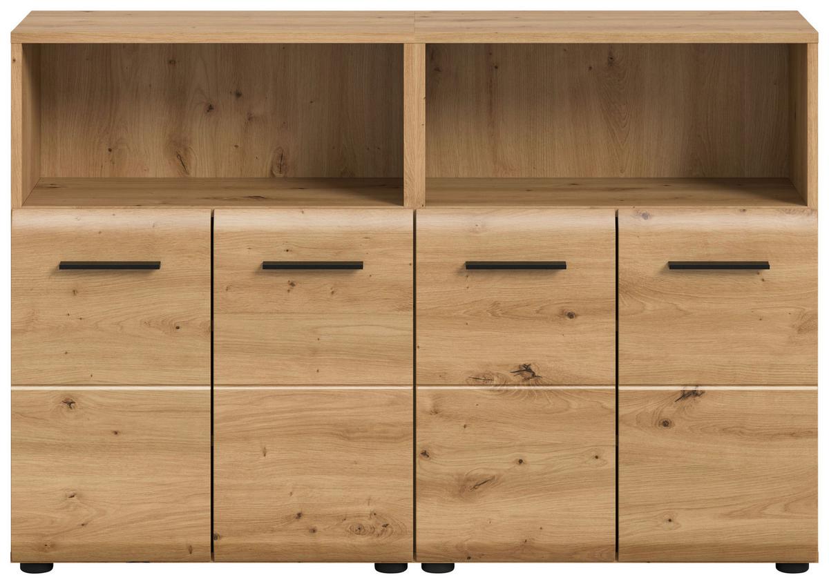 Midischrank Ice Eiche Artisan Dekor B: 120cm - Schwarz/Eiche Artisan, Basics, Holzwerkstoff (120/80/30cm) - MID.YOU