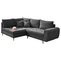 Ecksofa Mit Holzfüßen + Kissen Alice, Webstoff - Anthrazit/Kieferfarben, KONVENTIONELL, Holzwerkstoff/Textil (175/249cm) - MID.YOU