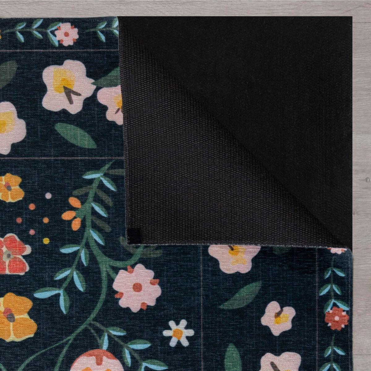 Webteppich Nordic Floral Navy 170x240 - Dunkelblau, KONVENTIONELL, Textil (170/240cm)