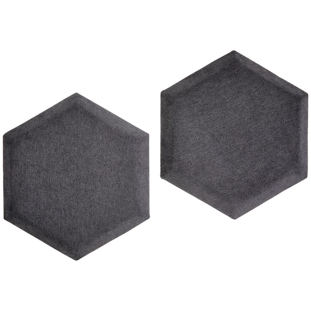Polsterpaneel 2er-set 36x32 Cm Sechseck, Dunkelgrau