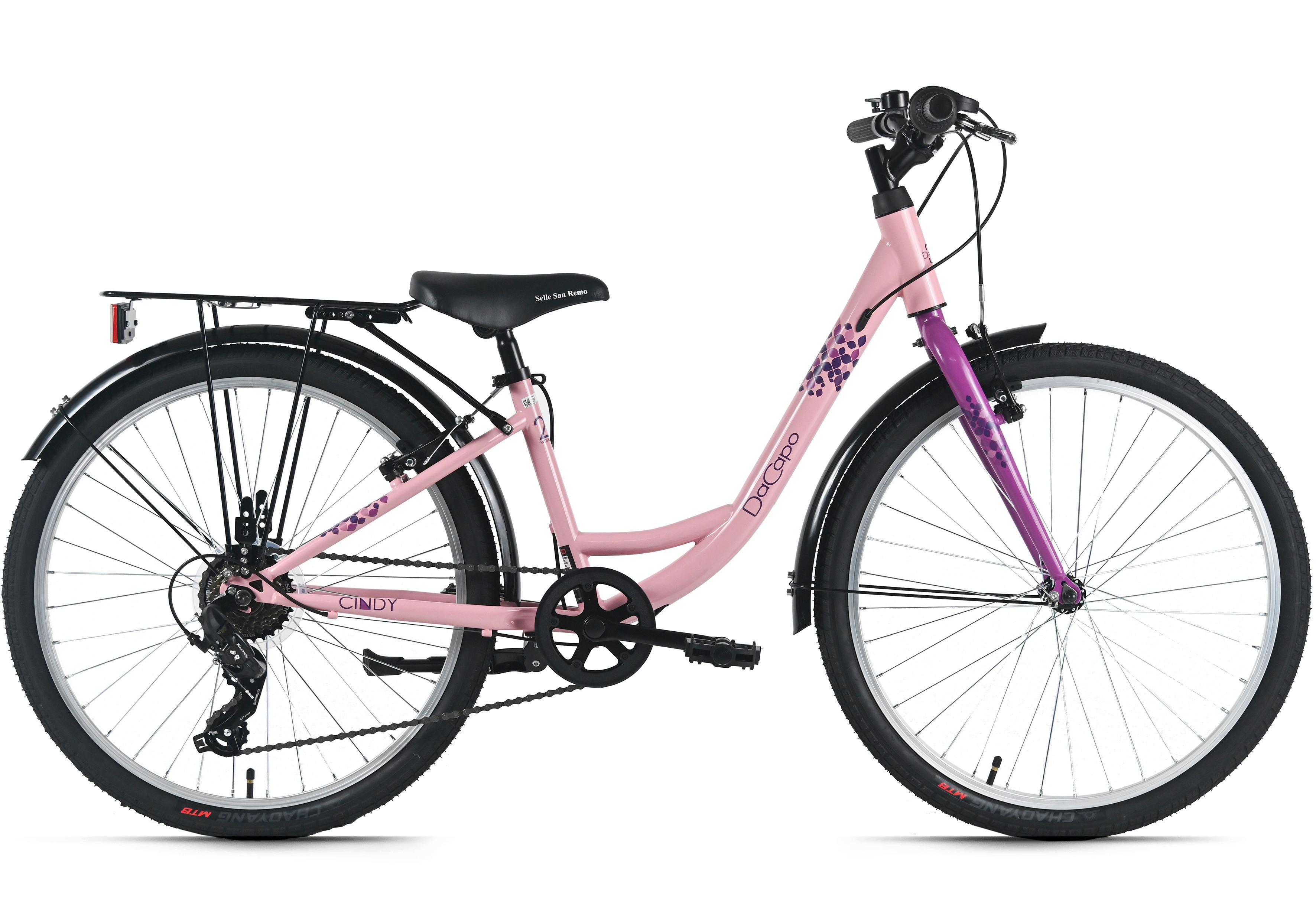 Kinderfahrrad Dacapo Cindy 24 Zoll, Rh 32cm - Pink, Basics, Metall (25/140/60cm)
