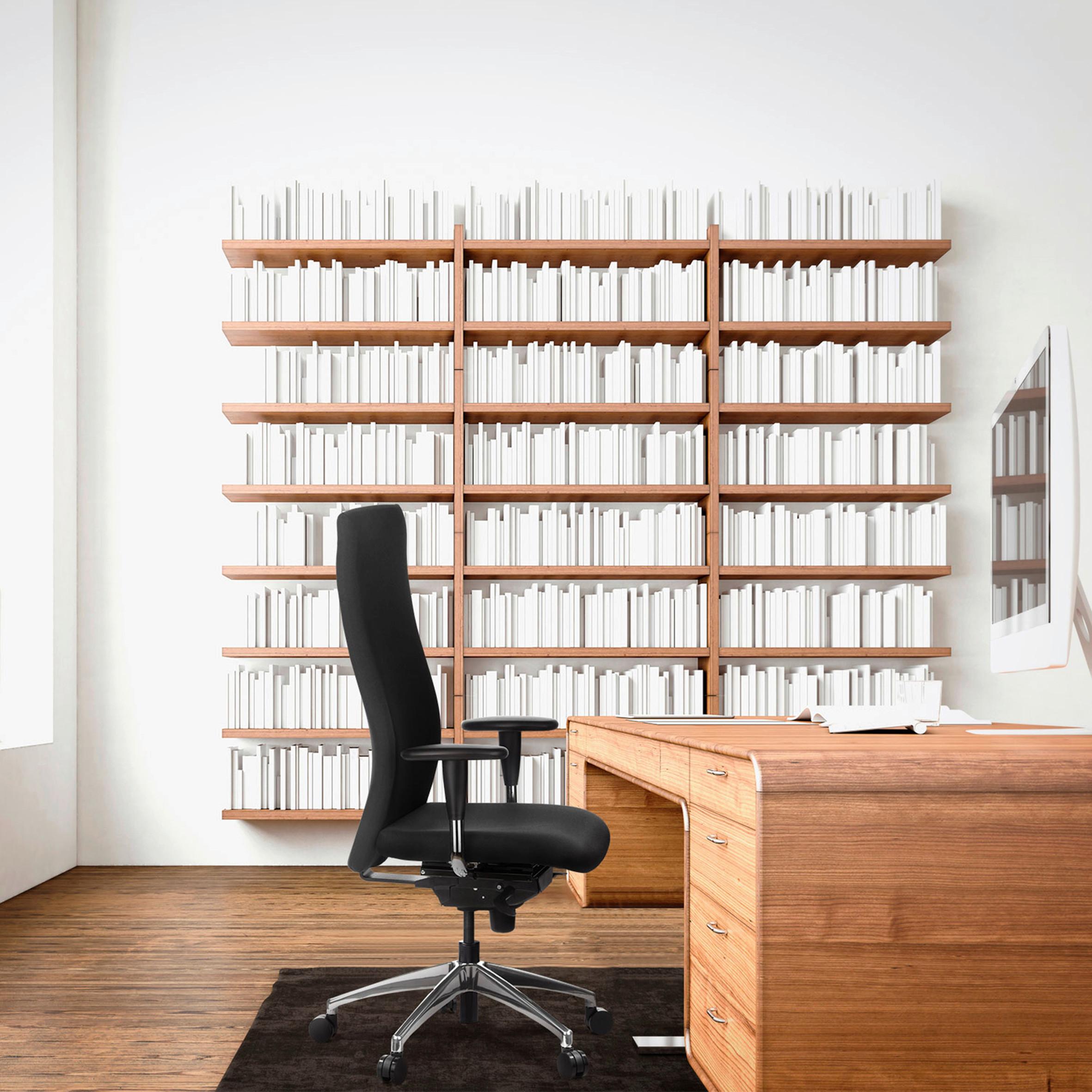 Drehstuhl Office-Tec Armstützen Schwarz Bis 120kg - Alufarben/Schwarz, MODERN, Kunststoff/Textil (58/131/54cm) - MID.YOU