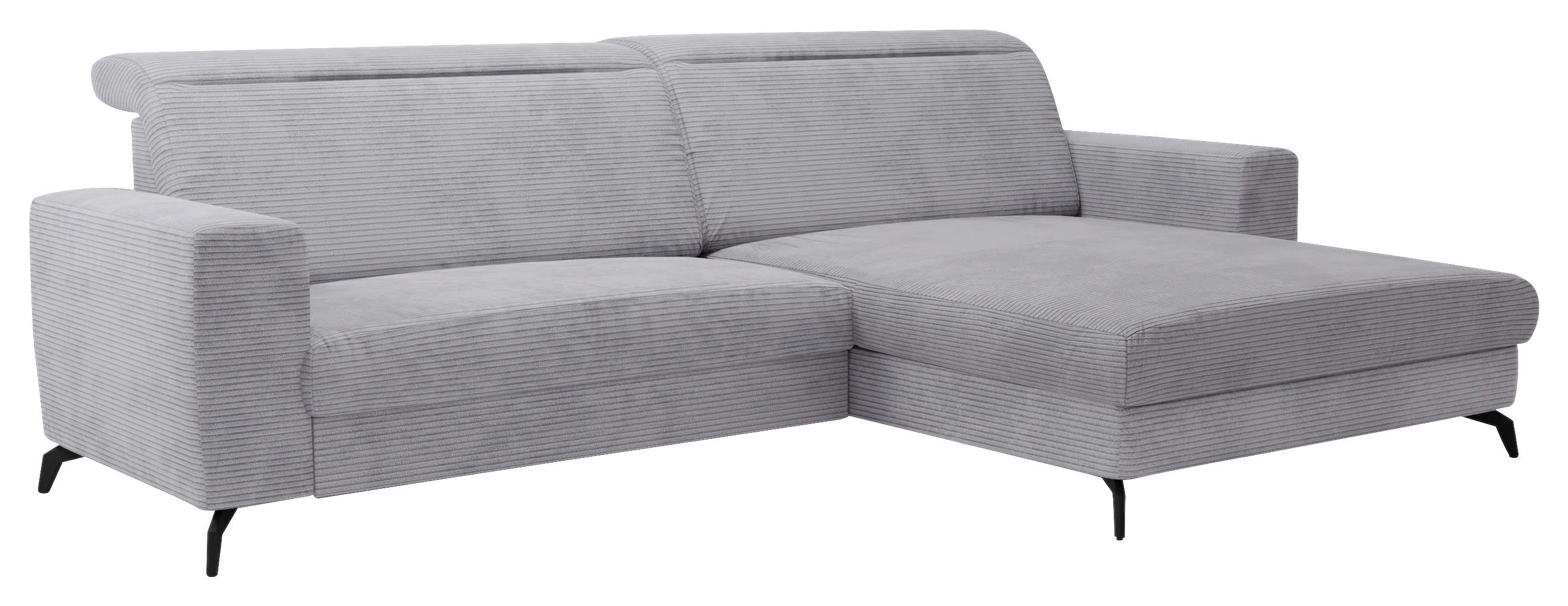 Ecksofa Bolero hellgrau m. Kopfteilverstellung 290x178 cm - Hellgrau/Schwarz, KONVENTIONELL, Textil (290/178cm) - Sit & More