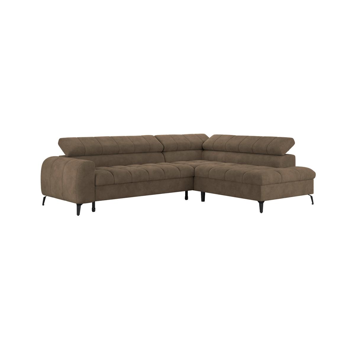 Ecksofa Volf rechts new braun, S: 261x203 cm - Schwarz/Braun, Trend, Kunststoff/Textil (261/203cm)