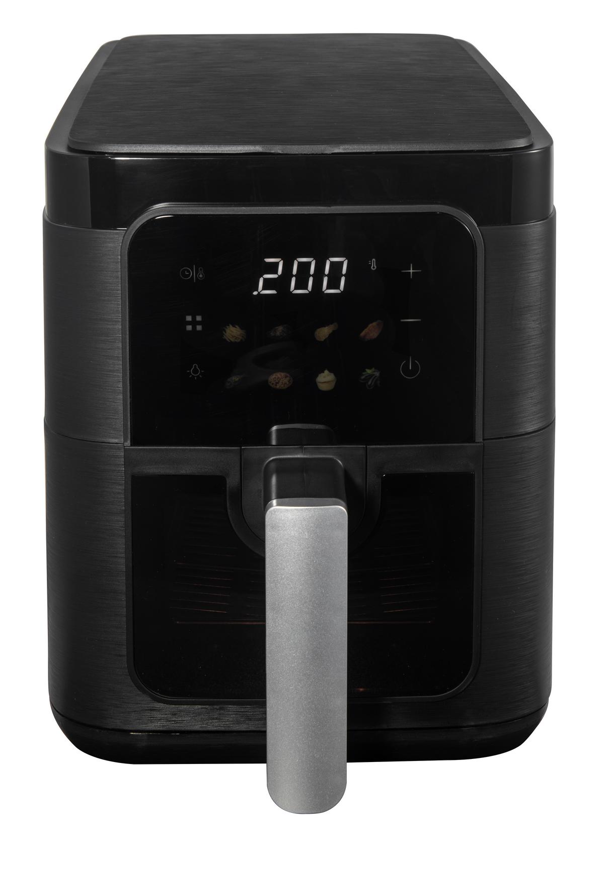 HEISSLUFTFRITTEUSE 1500W, 6 Liter - Schwarz, Trend, Glas/Kunststoff (22,7/45/28,3cm)