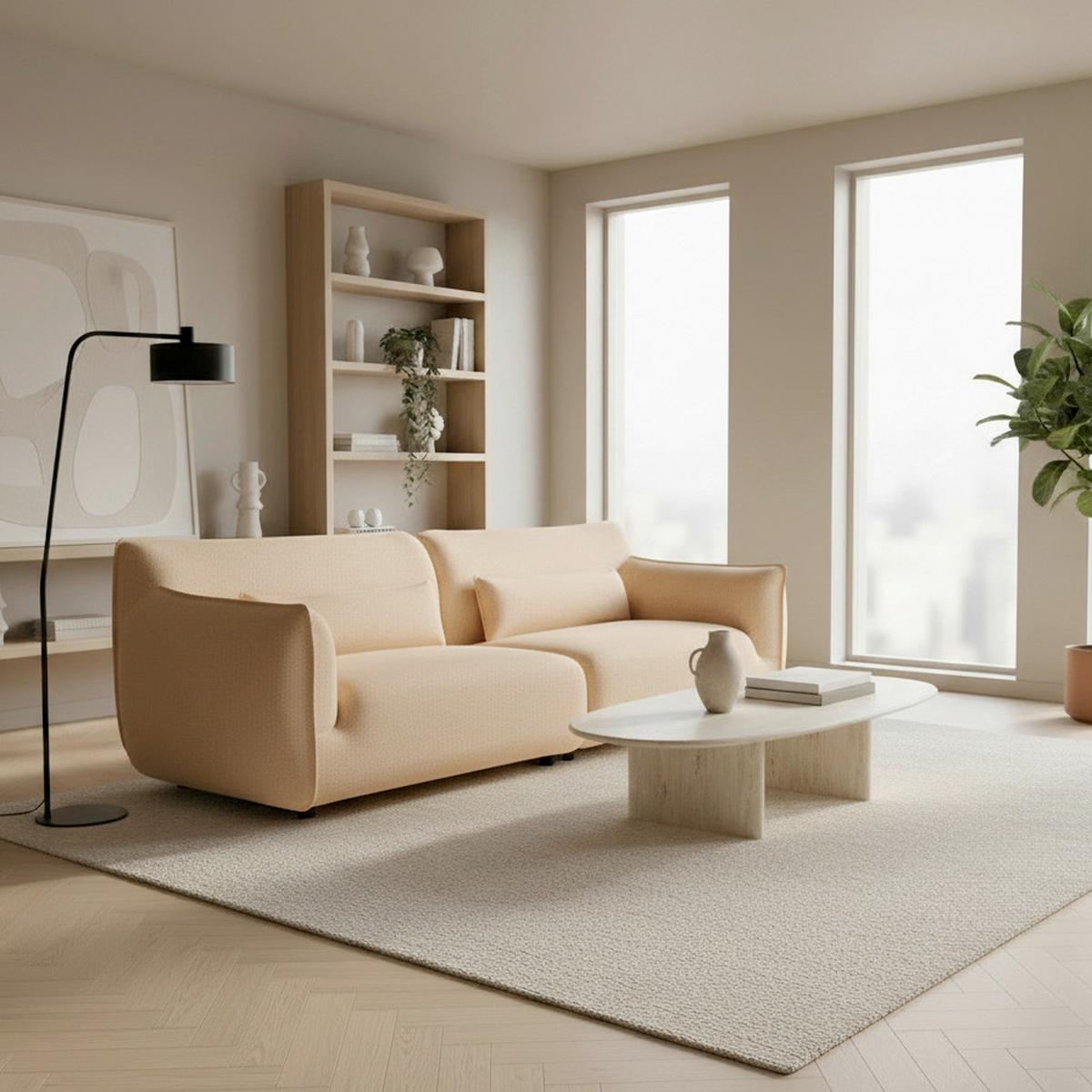 Velká pohovka CLARA, béžová - černá/krémová, Moderní, kov/dřevo (284/86/111cm) - Bessagi Home