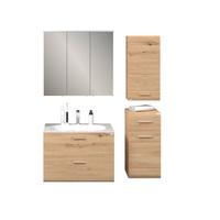 Badezimmer Avensis Eiche Dekor 5-teilig - Eichefarben/Weiß, MODERN, Keramik/Holzwerkstoff (145/144/45cm) - Luca Bessoni