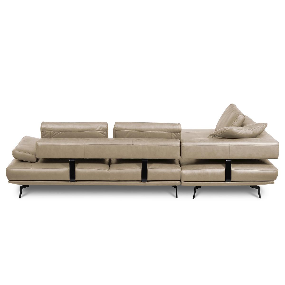 Ecksofa Como Echtleder Creme 237x306 - Creme/Schwarz, Design, Leder (237/306cm) - Livetastic