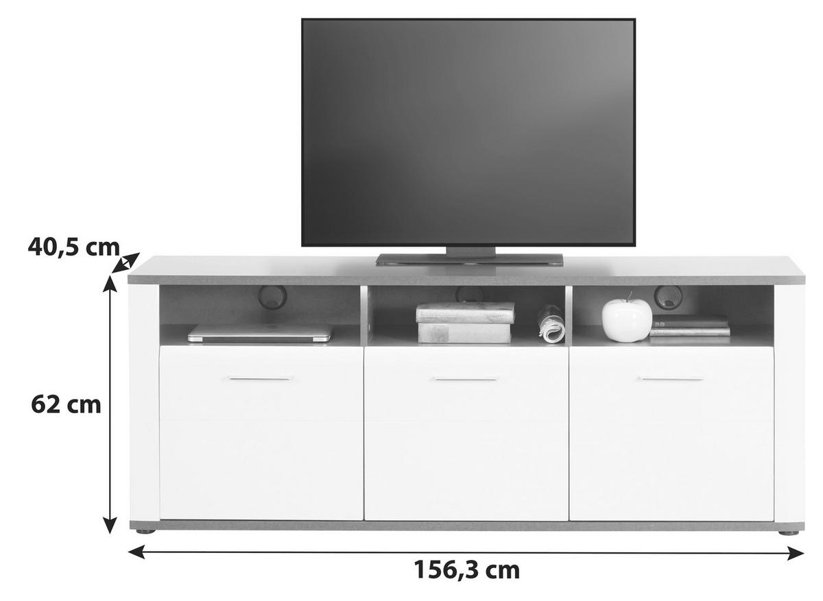 TV DIEL ALASSIO - čierna/biela, Modern, kov/kompozitné drevo (156,3/62/40,5cm) - Luca Bessoni
