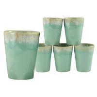 Kaffeebecher Keramik 360 Ml 6 Stk. Hellblau Handbemalt - Hellblau, Basics, Keramik (32/19,5/26cm) - Creatable
