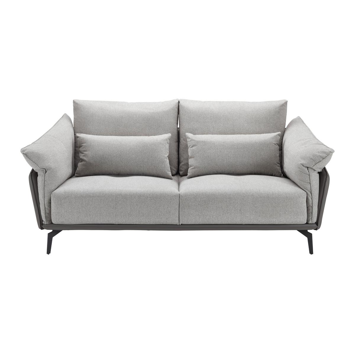 2-miestna pohovka s vankúšmi ELICIA sivá - čierna/svetlosivá, Modern, kov/drevo (205/88/92cm) - Bessagi Home