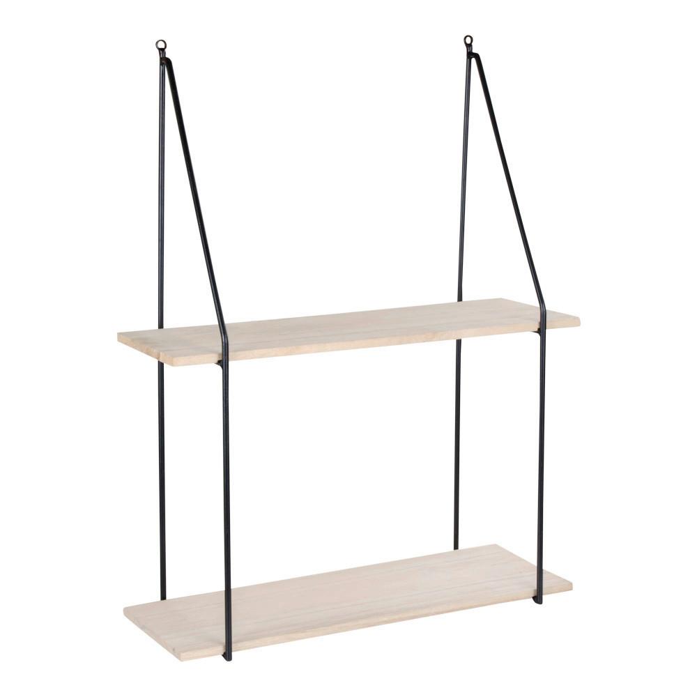 Wandregal Haag Schwarz Hellbraun B: 55cm - Hellbraun/Schwarz, Design, Holz/Metall (55/72/21cm)