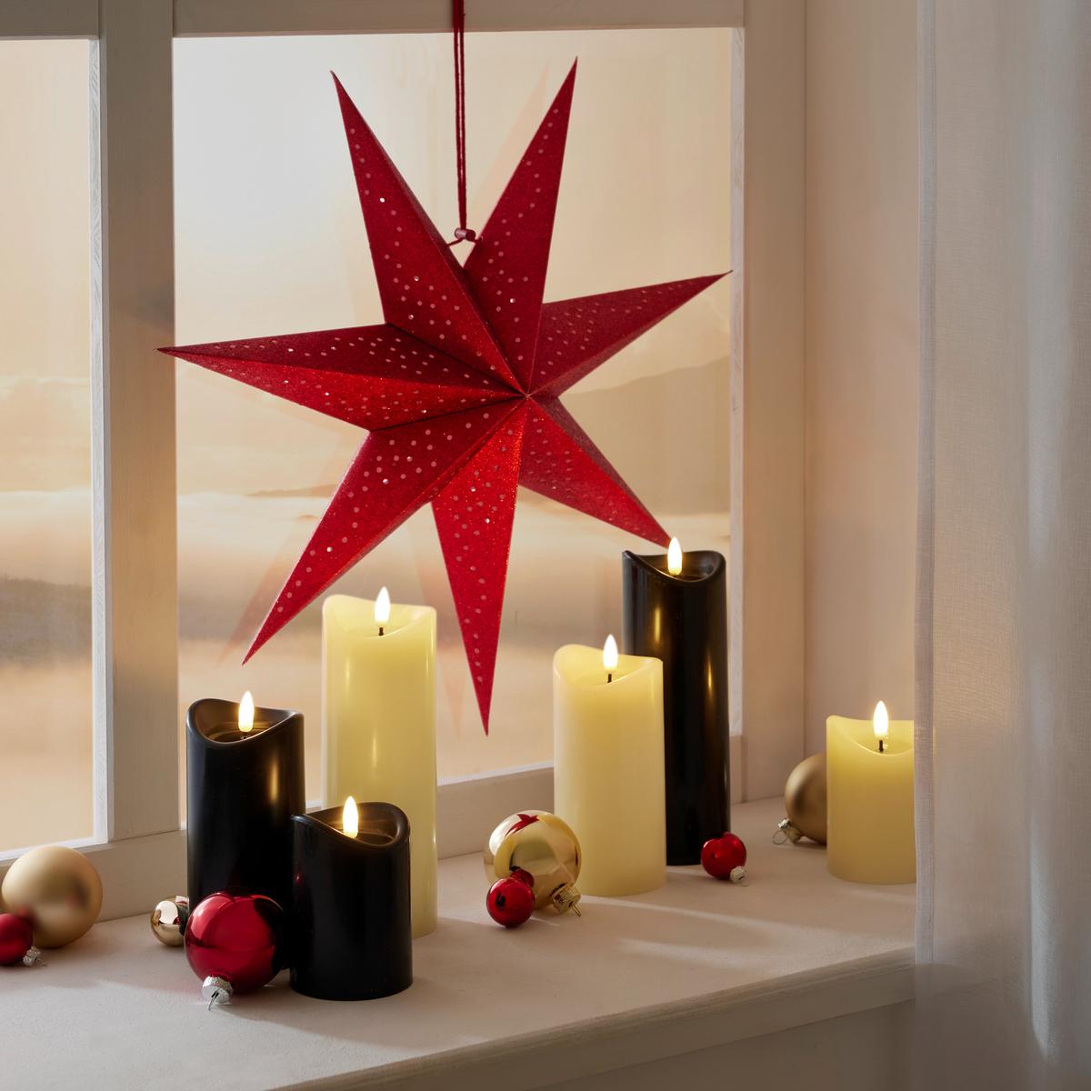 LED SVÍČKA SVEN -PAZ- - černá, Konvenční, přírodní materiály (7/20cm)