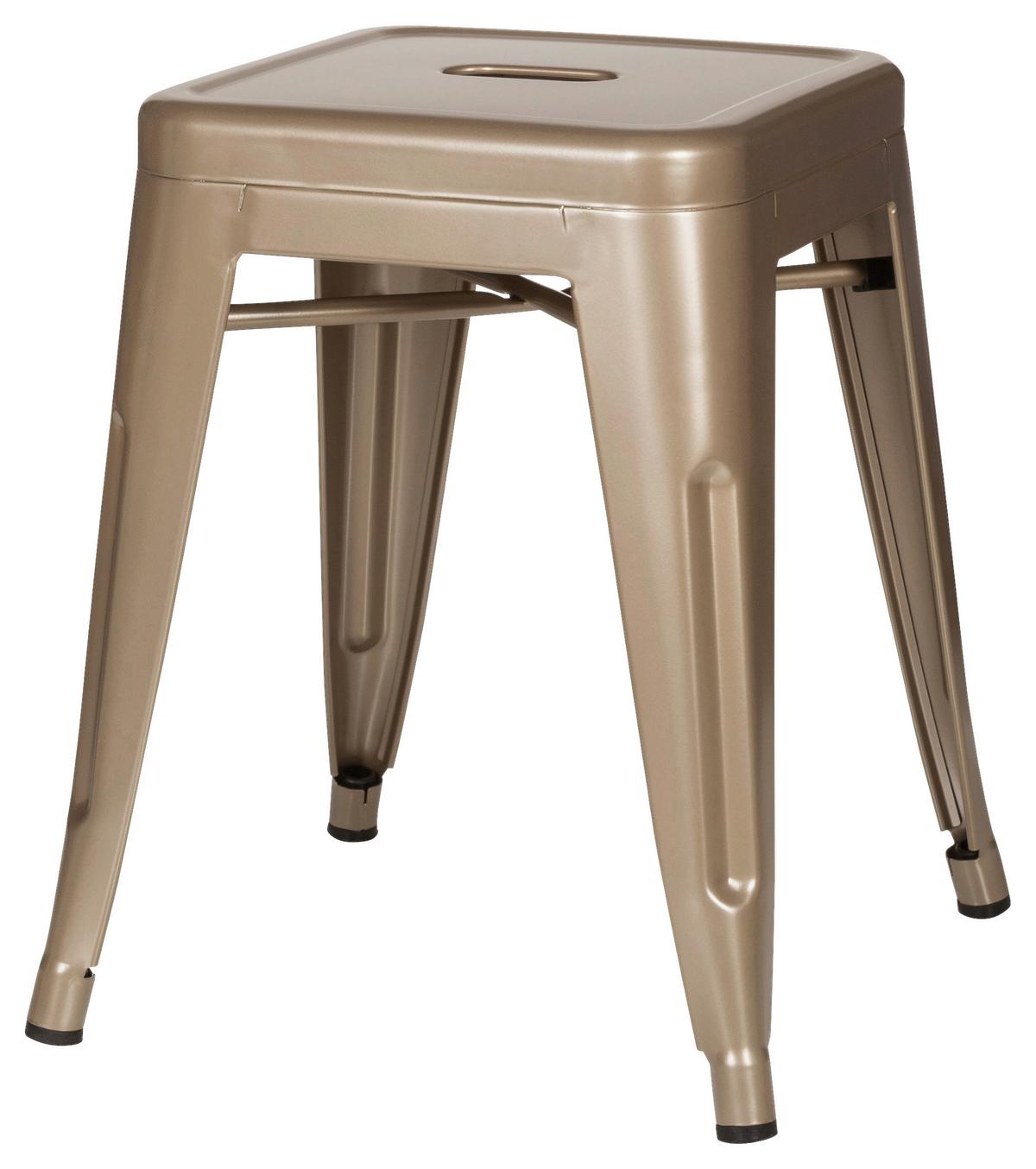 Hocker Vantaggio Stahl Champagner H: 46 cm Stapelbar - Champagner, Basics, Metall (39/46/39cm) - MID.YOU