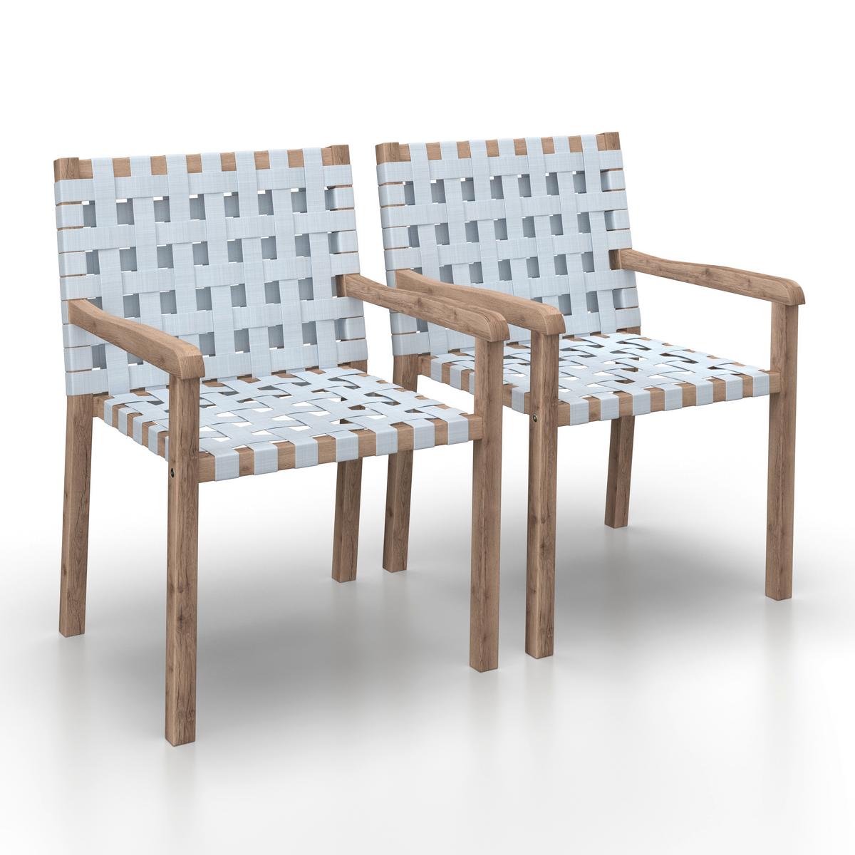 SADA ZAHRADNÍCH KŘESEL LAURIA - krémová/barvy akácie, Moderní, dřevo/textil (58,5/84/60cm) - Bessagi Garden