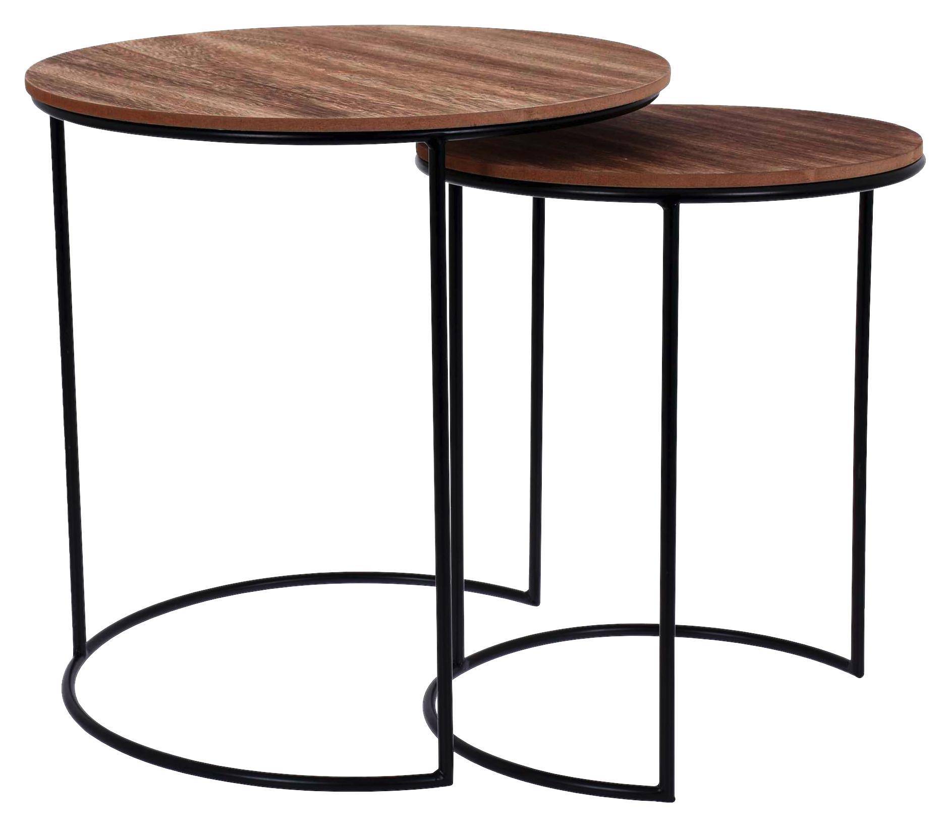 Kisasztal Szett Moon - Natúr/Fekete, modern, Faalapú anyag/Fém (44/34/45/40cm)