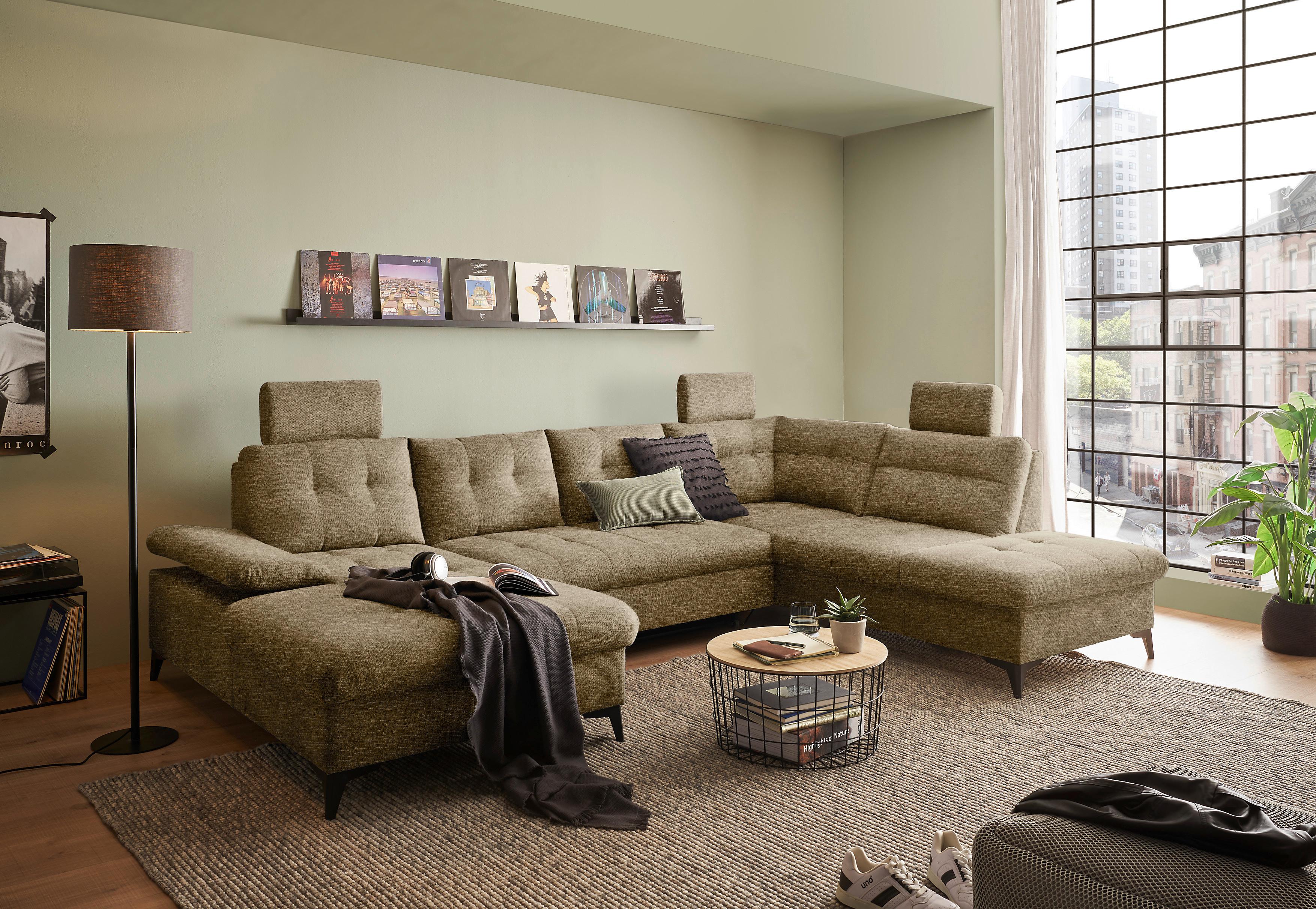 Wohnlandschaft Durban U Terracotta U: 170/324/218 cm - Sandfarben/Schwarz, KONVENTIONELL, Textil (170/324/218cm) - MID.YOU