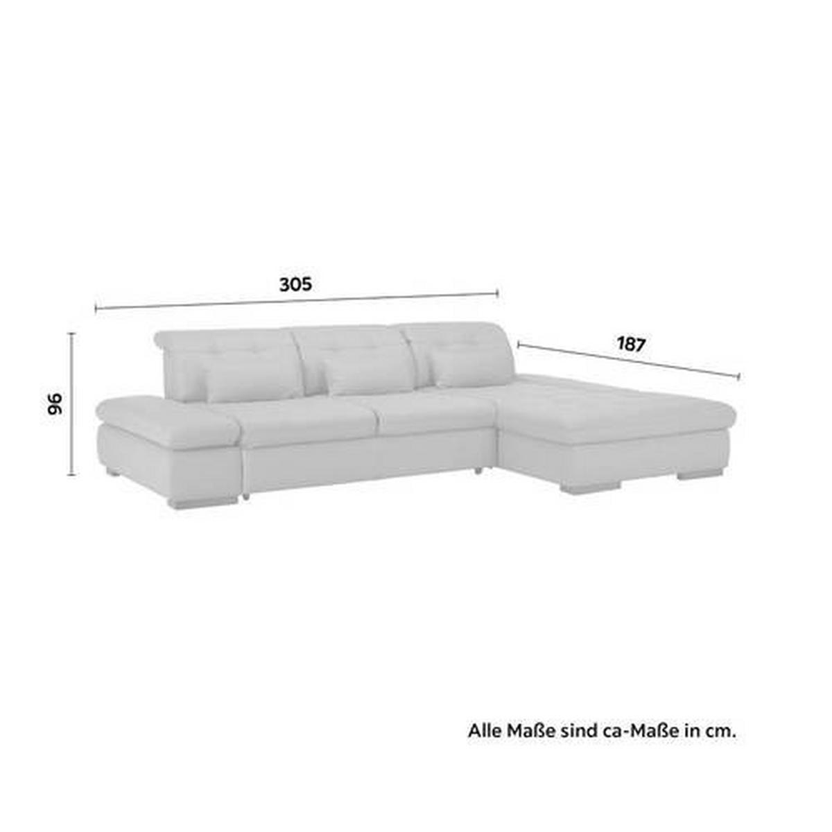 Rohová sedačka SANFINO, pravá kari žlutá pravá kůže - curry žlutá/barvy chromu, Konvenční, kov/kůže (305/199cm) - Premium Living