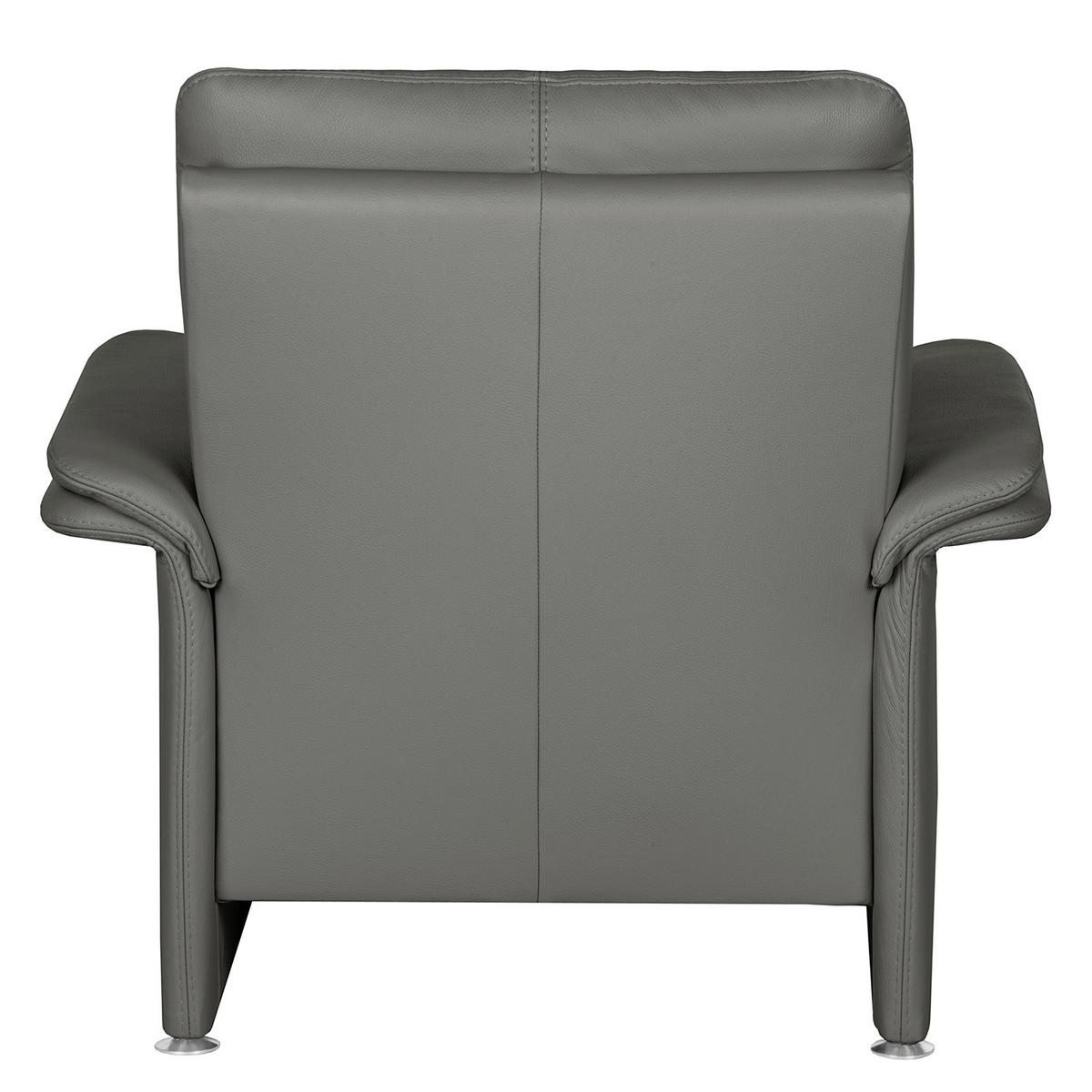 Sessel Comodo Echtleder Anthrazit B: 93 cm - Anthrazit/Silberfarben, Design, Leder (93/90/88cm) - Livetastic