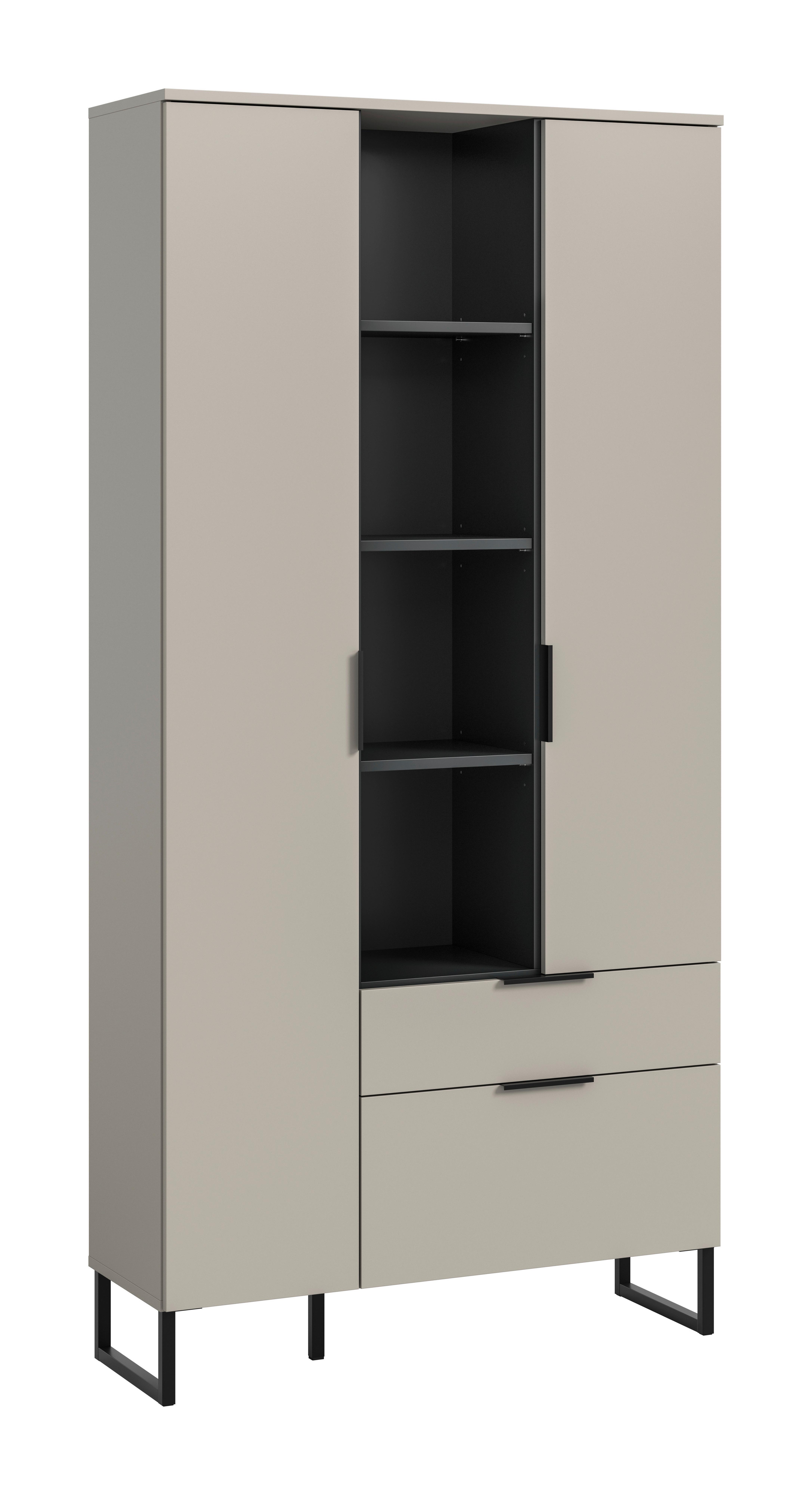 Standregal Noida Kaschmir B: 90 Cm - Kaschmir/Schwarz, Design, Holzwerkstoff (90/192/37cm) - Livetastic