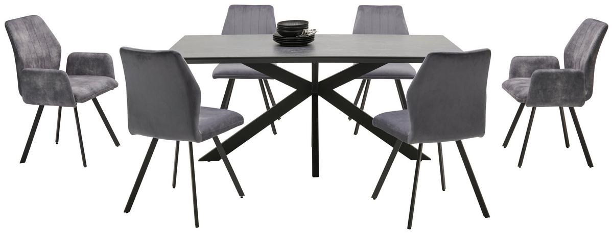 Esstisch Steve 1 180x90 Cm Schwarz - Schwarz, MODERN, Keramik/Holzwerkstoff (180/76/90cm)