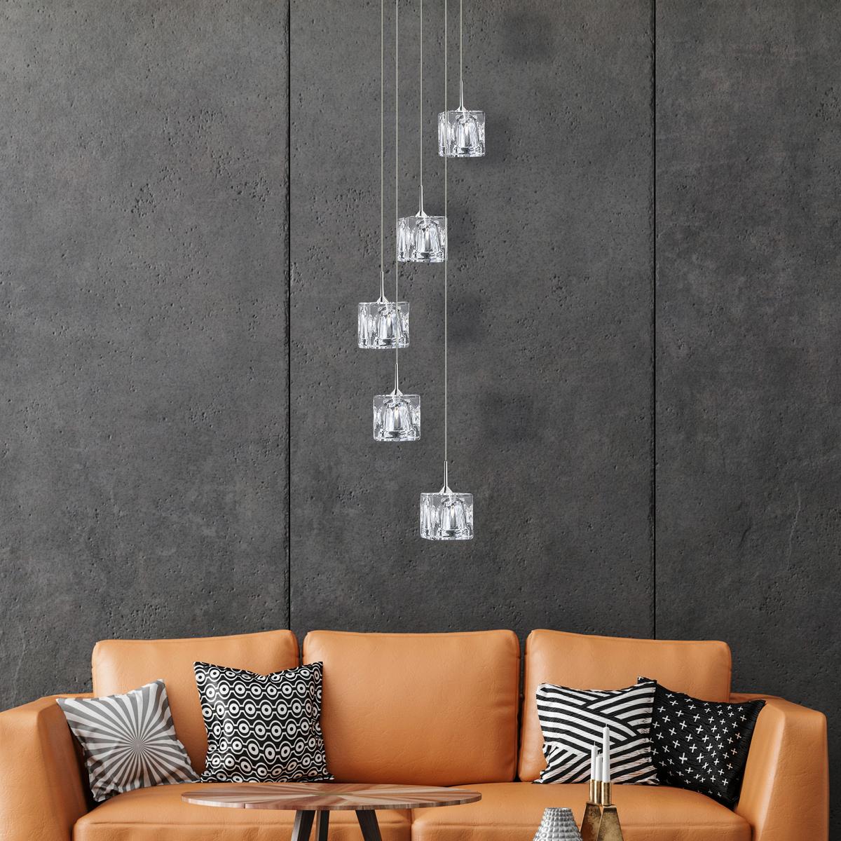 Led-hängeleuchte Ice Cube 6775-5-Led - Chromfarben, Design, Glas/Metall (18/116cm)