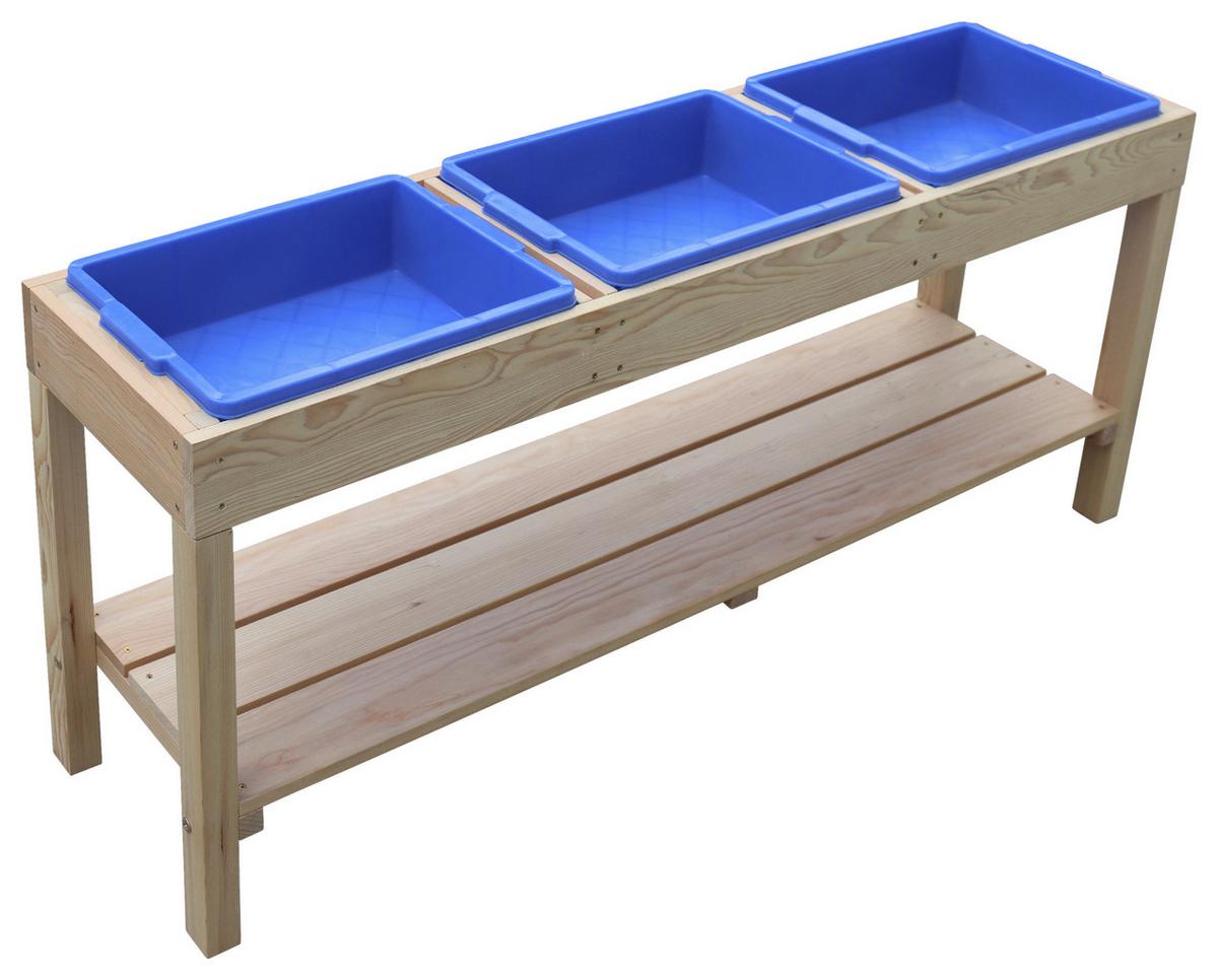 Sand- Und Wassertisch A060.080.00 - Blau/Braun, KONVENTIONELL, Holz/Kunststoff (124/50/27cm) - Ambia Garden