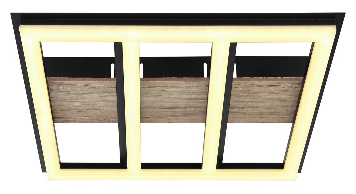 LED-Deckenleuchte 67291-18 - Dunkelbraun/Opal, Natur, Holzwerkstoff/Kunststoff (30/30/5,5cm) - Globo