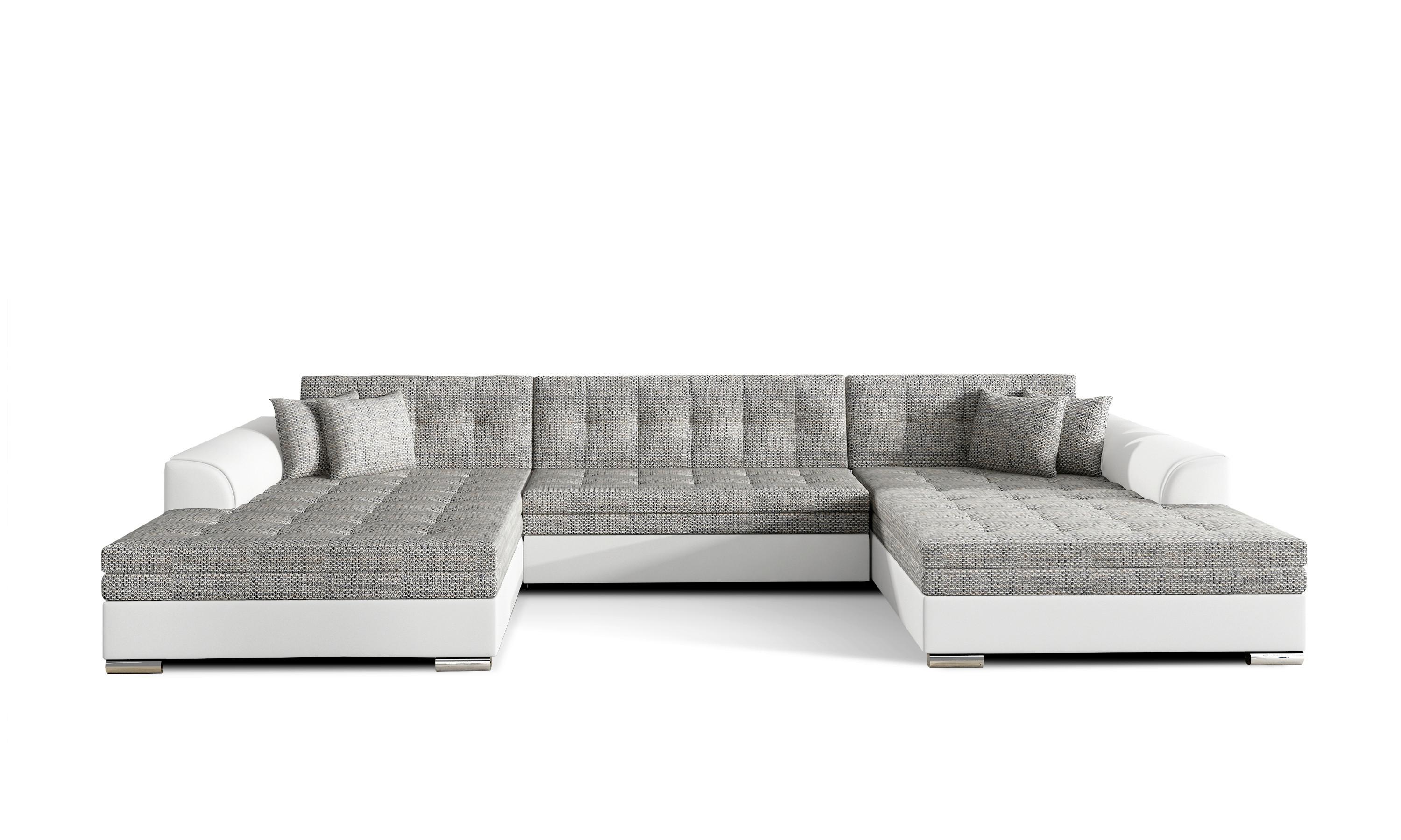 Wohnlandschaft Vento Grau/weiß U: 165x359x165 Cm - Chromfarben/Weiß, Design, Textil (165/359/165cm) - MID.YOU