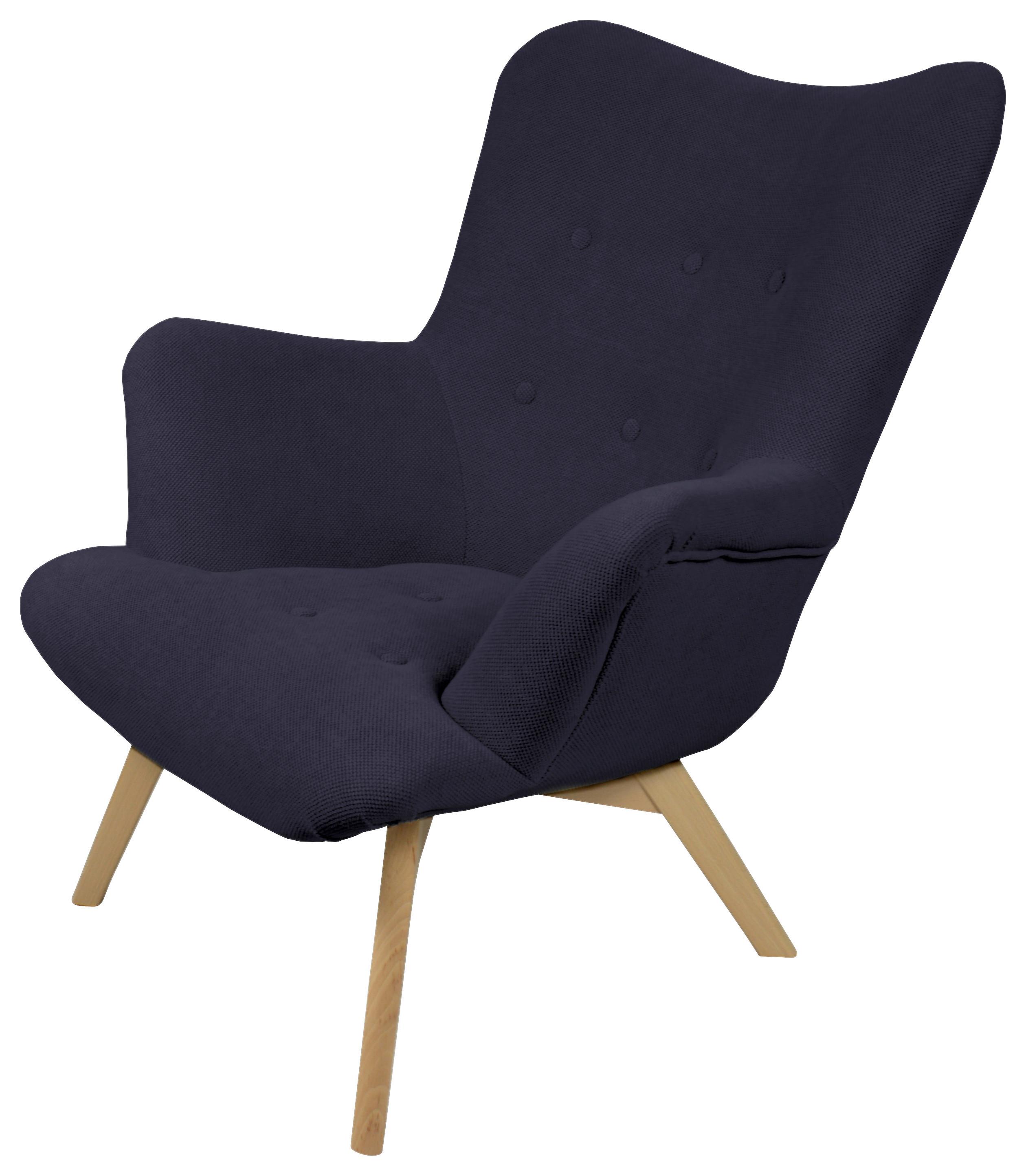 Křeslo Safin, modré SAFIN - modrá/přírodní barvy, Moderní, dřevo/textil (88/92/96cm)