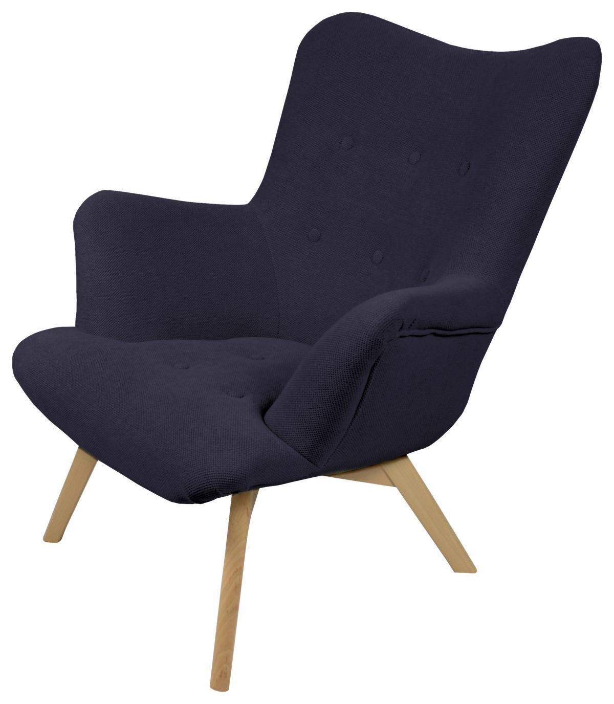 Křeslo Safin, modré SAFIN - modrá/přírodní barvy, Moderní, dřevo/textil (88/92/96cm)