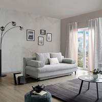 Pohovka MILANO, sivá, s lôžkom a úložným priestorom - čierna/sivá, Modern, drevo/textil (200/95/95cm)