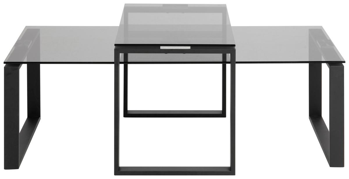 Couchtisch 2er-set Mit Glasplatten Katrine Schwarz - Klar/Schwarz, Trend, Glas/Metall (115/55/45cm) - Livetastic