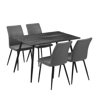 Essgruppe Morgan 5-Teilig Metall/ Textil Grau/Schwarz - Schwarz/Grau, MODERN, Textil/Metall - MID.YOU