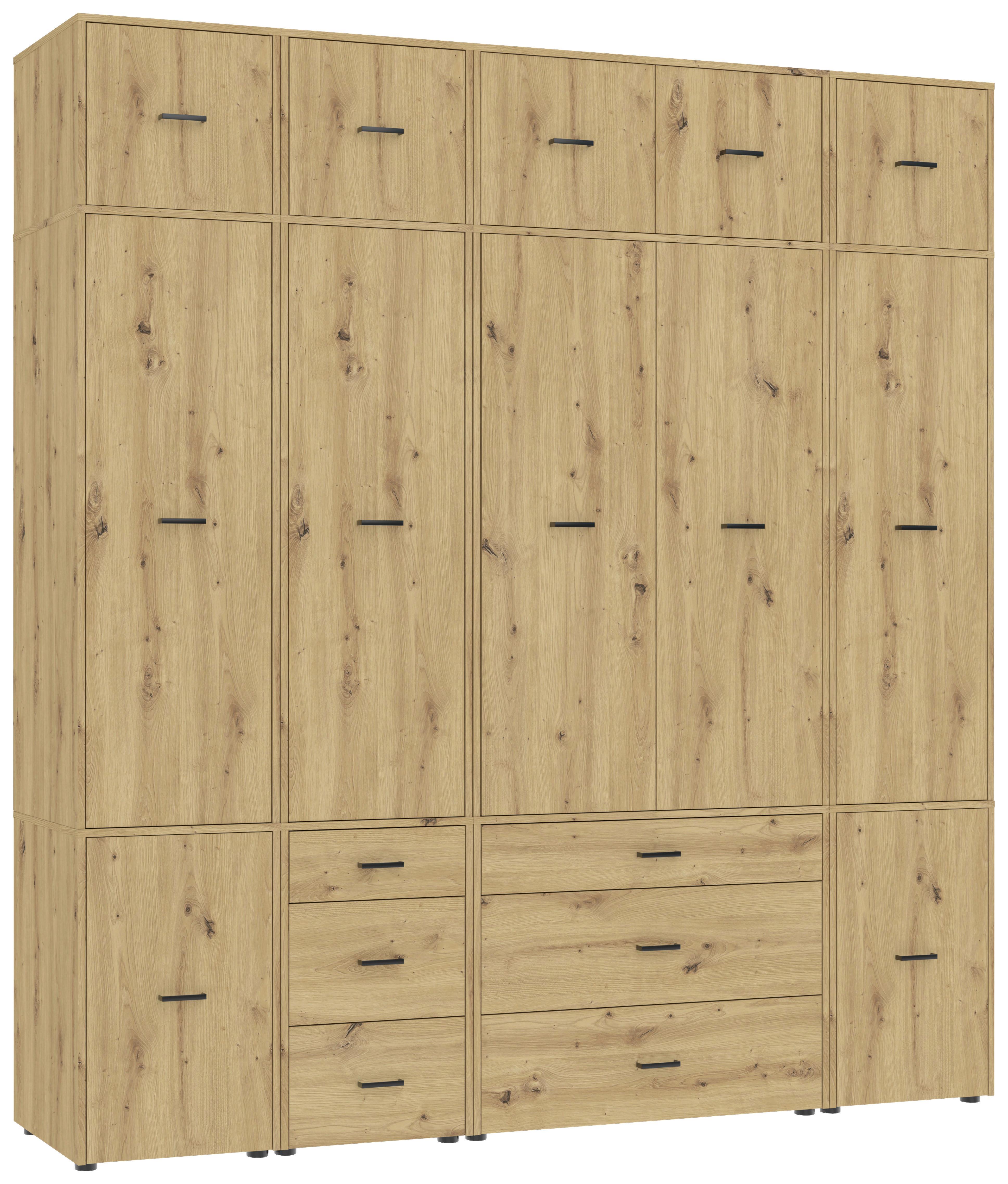 Kleiderschrank Kivo Eiche Artisan Dekor, B: 225 cm - Eiche Artisan, Basics, Holzwerkstoff (225/239,4/52,1cm)