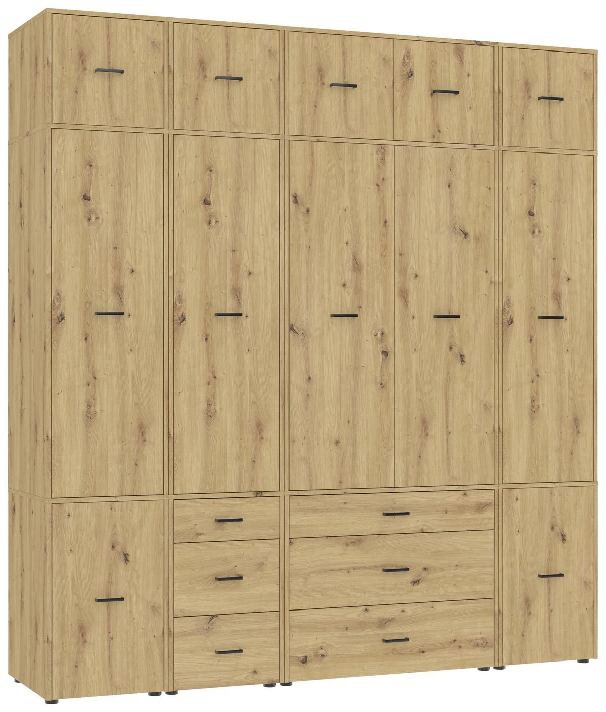 Kleiderschrank Kivo Eiche Artisan Dekor, B: 225 cm - Eiche Artisan, Basics, Holzwerkstoff (225/239,4/52,1cm)