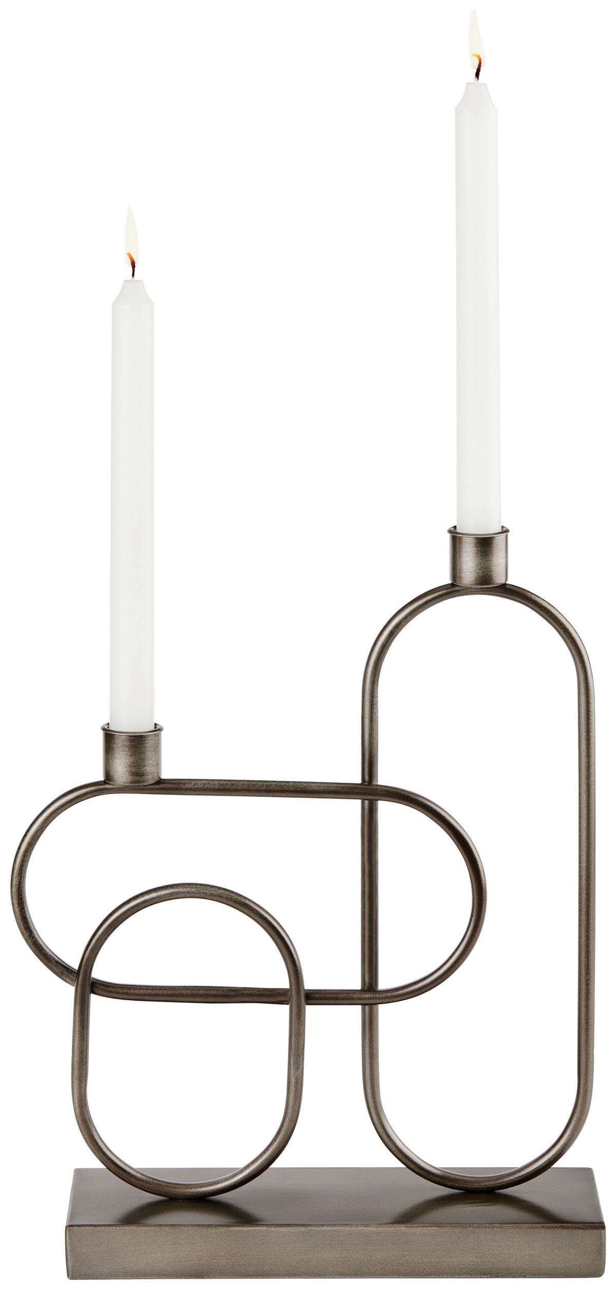 Kerzenständer Ralfo Metall Schwarz für 2 Stabkerzen - Schwarz, MODERN, Metall (27,5/8/36cm) - Luca Bessoni