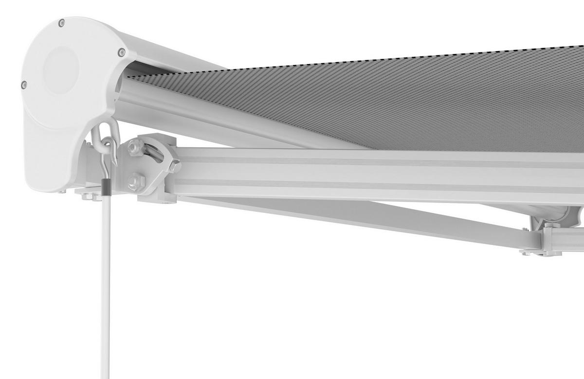 Hülsenmarkise 400x250 Cm Grau, Decken-/wandmontage - Weiß/Grau, Basics, Textil (400/250cm) - Schwöller