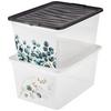 Aufbewahrungsbox Eukalyptus mit Deckel 38,4x19,9x28,3 cm - Klar/Weiß, KONVENTIONELL, Kunststoff (38,4/19,9/28,3cm)