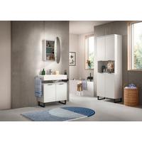 Badezimmer Riff Weiß B: 140 cm - Schwarz/Weiß, MODERN, Holzwerkstoff (140cm) - MID.YOU