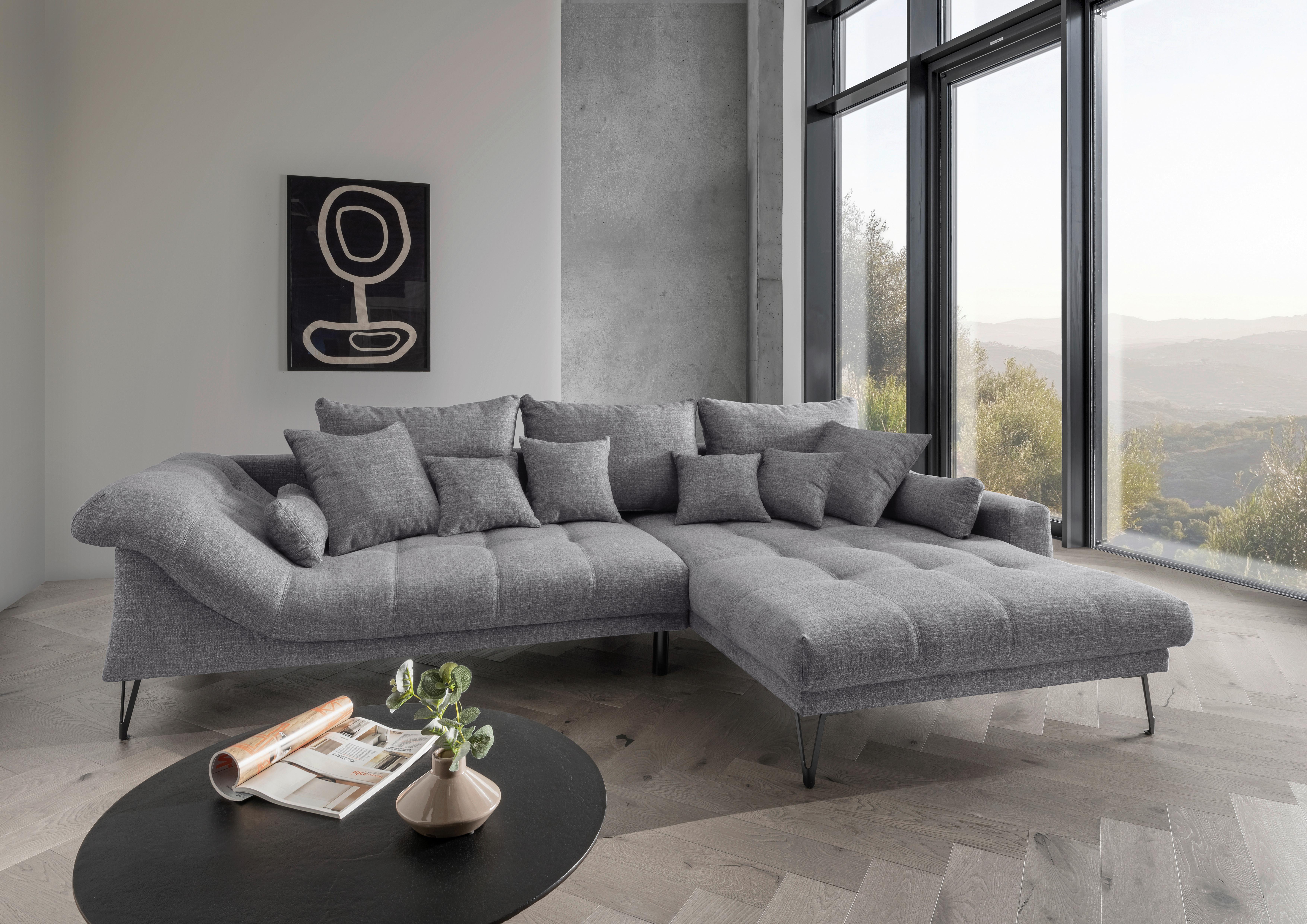 Ecksofa Garda, Grau S: 310x192 Cm - Schwarz/Grau, KONVENTIONELL, Textil (310/192cm) - Livetastic