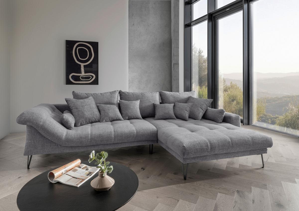 Ecksofa Garda, Grau S: 310x192 Cm - Schwarz/Grau, KONVENTIONELL, Textil (310/192cm) - Livetastic