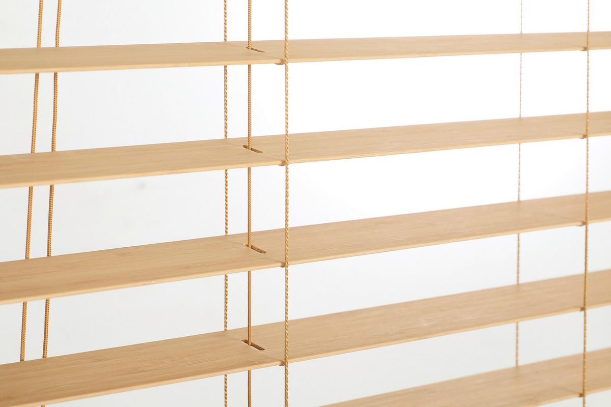 Jalousie Venetian 105x130 cm mit Schnurzug - Naturfarben, Natur, Holz (105/130cm)
