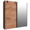 Schwebetürenschrank B: 180cm Cardiff Eiche Dekor - Eichefarben/Silberfarben, Basics, Holzwerkstoff (180/198/64cm) - MID.YOU